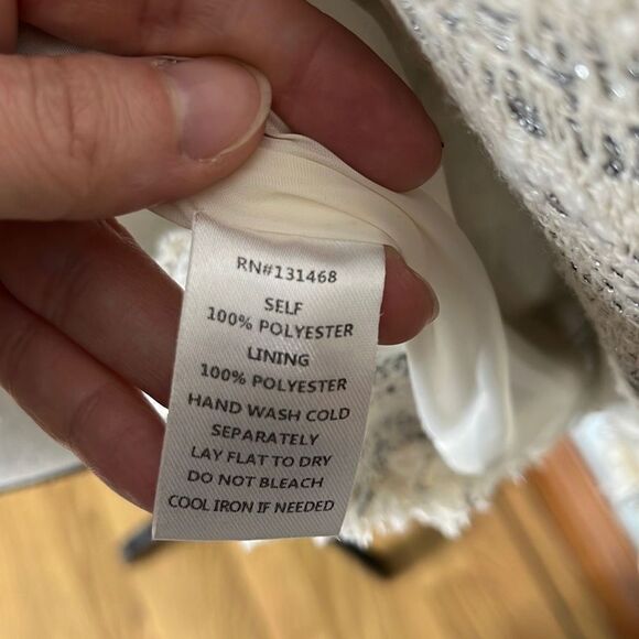 Vici Women's Ivory Collared Striped Jacket Size Large - Picture 11 of 12